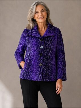 NWT Liv by Habitat 201413 Nouveau Knit Thick Stretchy Boxy Jacket Coat Sz L/XL